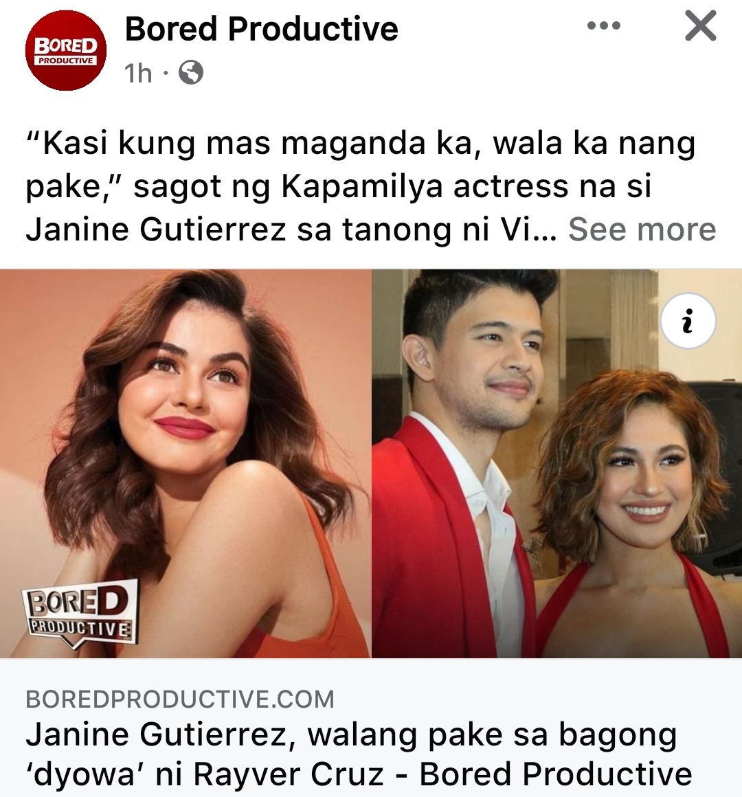 GMA Meows, in behalf of other Kapuso, denounce this irresponsible article published by Bored Productive.

It is reckless to use Julie on the thumbnail of the article in connection to JanVer's breakup.

Please take this down. Spare Julie from the issue.

#JulieAnneSanJose