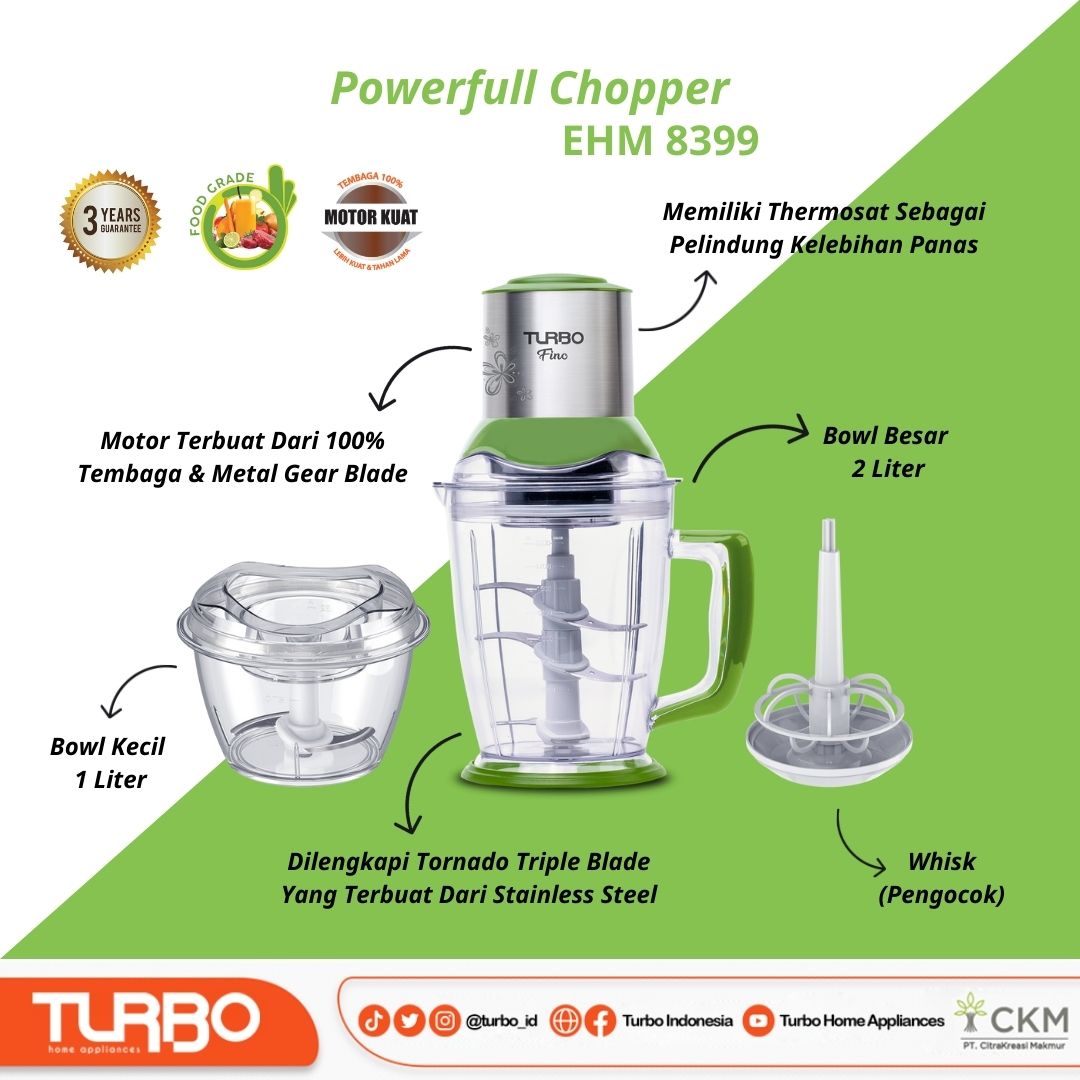 Hai Teman Idaman, Ada Powerfull Chopper EHM 8399 nih🤩

Dengan kapasitas 2 L, Dilengkapi extra bowl 1 L, Memiliki material Food Grade, Memiliki Thermosat sebagai pelindung kelebihan panas dijamin cocok banget untuk urusan menghaluskan berbagai makanan. #chopper #chopperturbo
