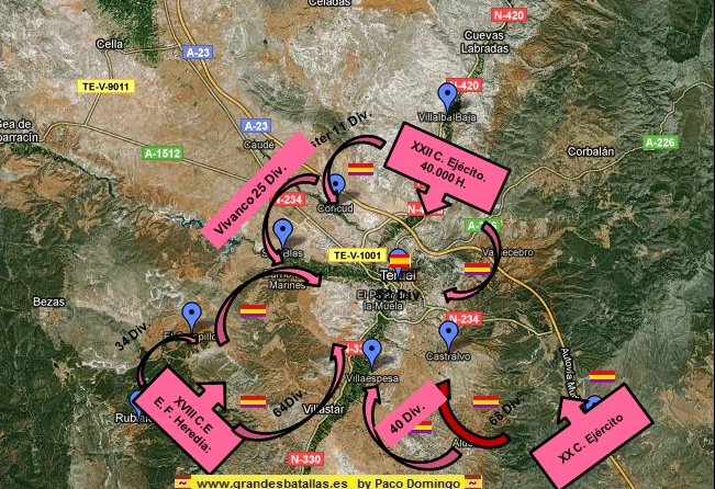 civil_spanish's tweet photo. #OTD 1937 at 04:30 with a perceived temperature of -20º Lister's 11th Division starts its advance towards #Concud, marking the beginning of the Battle of #Teruel. The 25th Republican division reaches #San Blas, but is not able to contact the Republican troops from the south. https://t.co/4uctQlMmQO