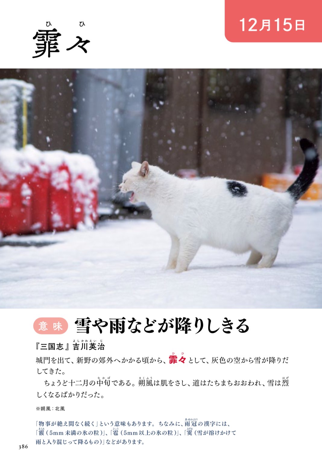 ペズル 366日のにゃん言葉 霏々 ひひ 意味 雪や雨などが降りしきる T Co K3pajmzrsd Twitter