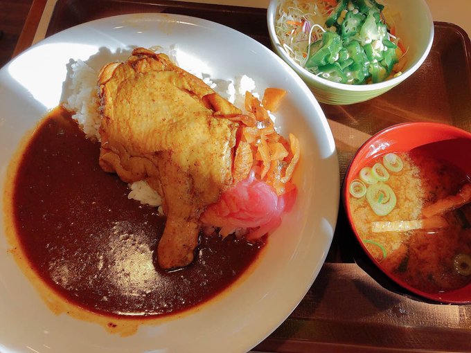 やっとほろほろチキンカレー食べてきた。チキン柔らかくてマジほろほろしてたけど並盛でも多かった…このチキン乗ってこの量で680円は安い 