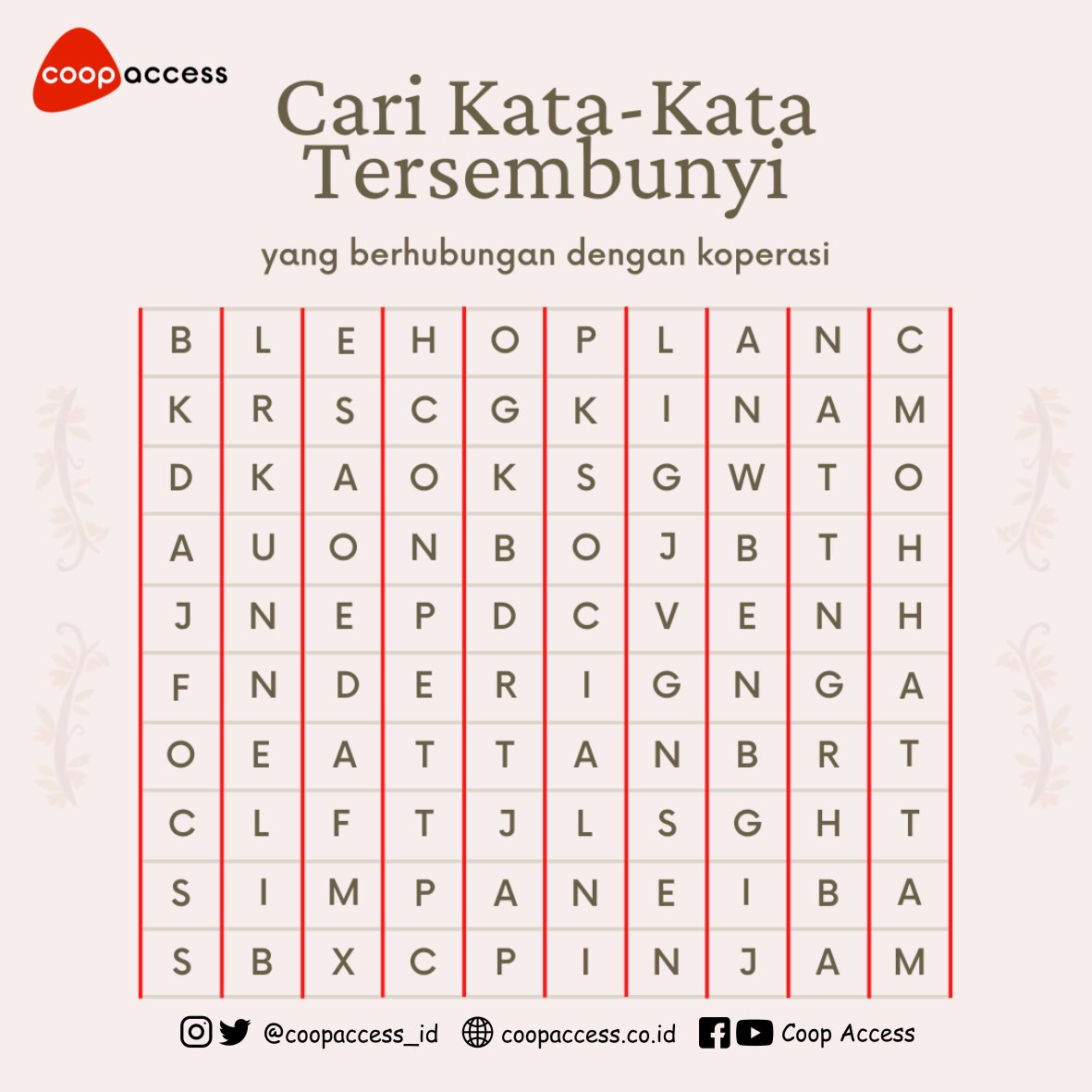 coopaccess_id's tweet photo. #SobatKoperasi yuk coba cari kata-kata tersembunyi di gambar ini. 

#CoopAccess #KoperasiKeren #IndonesiaMaju #koperasi https://t.co/4sxKf46YAD
