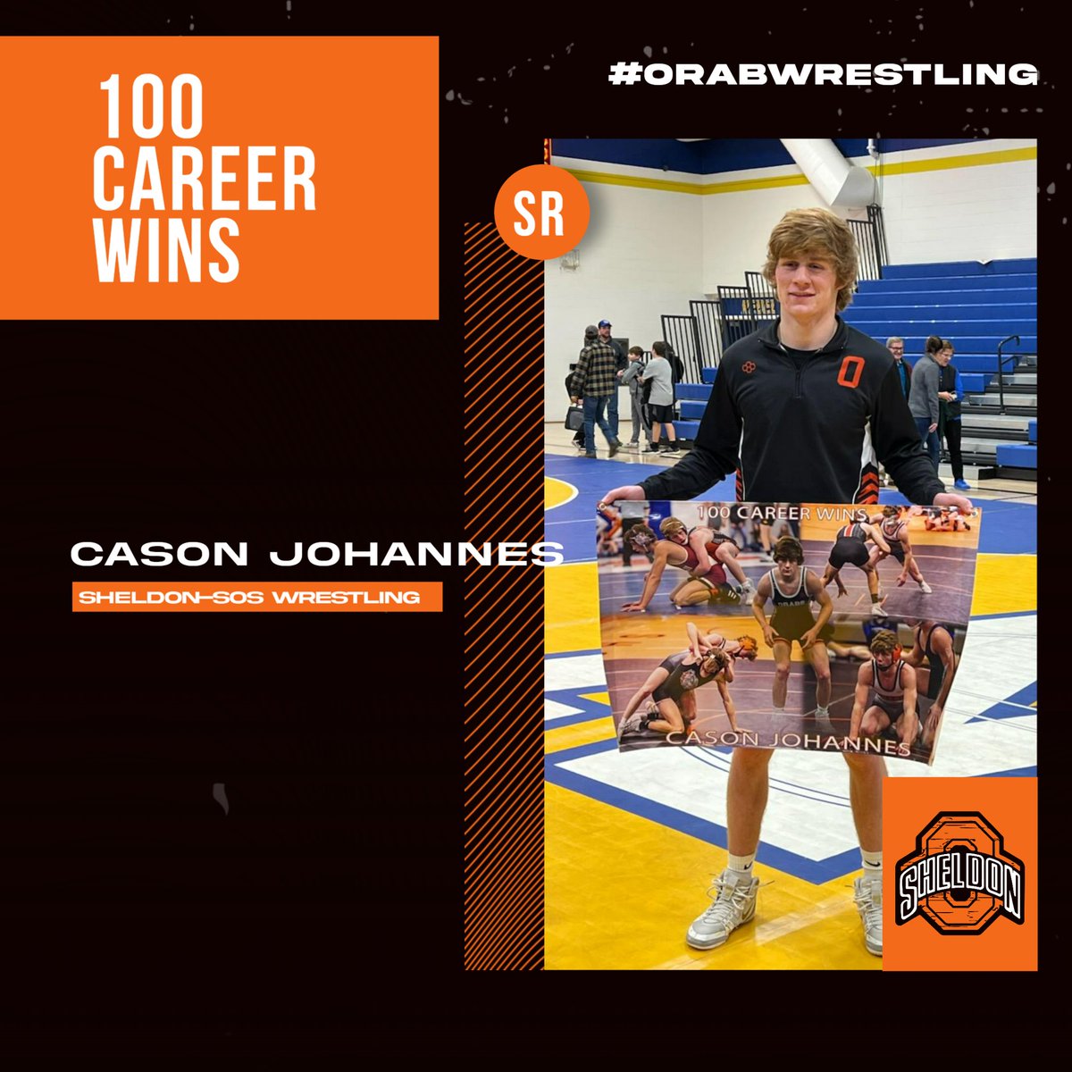Congratulations to Orab Senior Wrestling Cason Johannes who picked up his 100th career win tonight in the quad at Westwood!