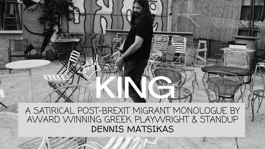 LZAcreative's tweet photo. Come laugh at a migrant!! 😉

A post-Brexit migrant-monologue by award-winning Greek playwright and standup Dennis Matsikas (@dionmak), directed by @liz_arday

https://t.co/uekwhKdf87

KING by Dennis Matsikas @TheHopeTheatre | Jan 23 &amp; 24 2022 https://t.co/zhiUsuW6zE