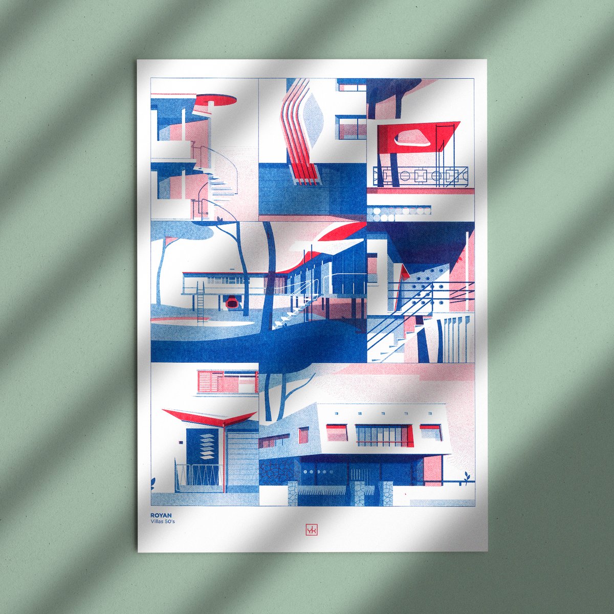 Du nouveau sur mon Etsy :)
Première d'une série à venir, ce premier tirage présente la spécificité des villas 50's royannaises

#architecture #architectureillustration #illustration #riso #risographie #risoprint #royan #modernarchitecture #etsy #etsyshop