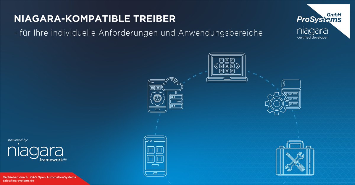 prosystemsgmbh's tweet photo. Wenn Sie #Niagara4 kompatiblen Treiber oder Anwendungen suchen sind wir der richtige Entwicklungspartner. Unser Team steht Ihnen zur Verfügung, um sicherzustellen, dass unsere kundenspezifische Niagara-Treiber Ihre Anforderungen erfüllen. https://t.co/1B3916PbdX
#prosystems https://t.co/uWNd4nZNsP