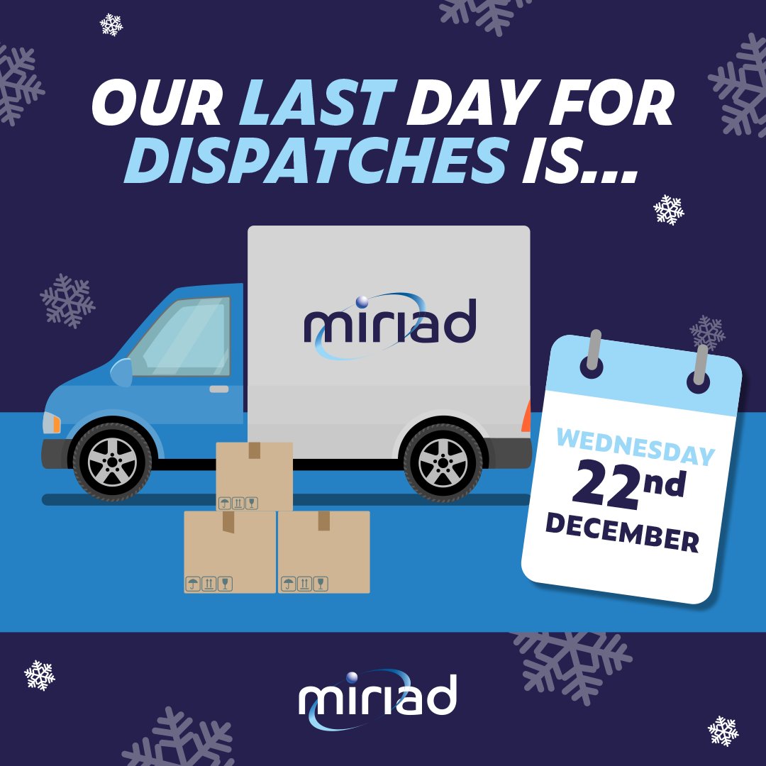 Be sure to get yourself stocked up for Christmas by placing your orders before 22nd December. 
#christmasopeninghours #getstockedupintimeforchristmas #miriad