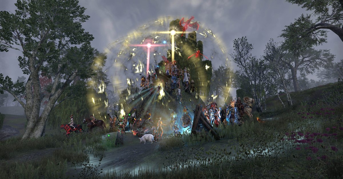 Bethesda_Nordic's tweet photo. #ESOfam, what a night we had yesterday! 🌟 

Thank you to all the Nordic #ESO players that showed up to join for our ESO Nordics Guilds Unite!  We took the best photo to round of the year, had a lovely parade and ended with a very nice danceparty and concert! https://t.co/WT9IVz5zaf