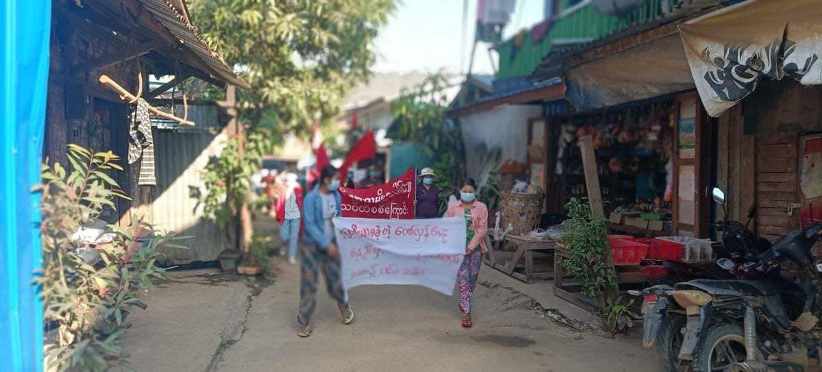 Activists took to the streets in #Hpakant, #KachinState, on Wednesday to oppose military rule. (Photo: CJ) 

#WhatsHappeningInMyanmar