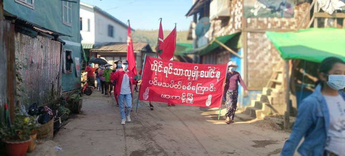 IrrawaddyNews's tweet photo. Activists took to the streets in #Hpakant, #KachinState, on Wednesday to oppose military rule. (Photo: CJ) 

#WhatsHappeningInMyanmar https://t.co/yvDe0oP0Tu