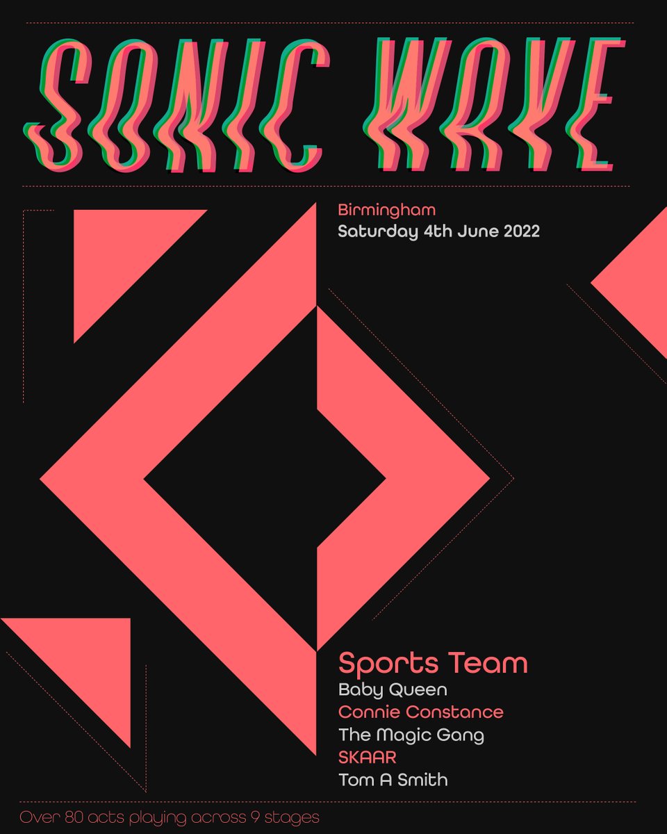 SONIC WAVE 2022
Birmingham's biggest multi-venue festival returns on 04.06.2022 with @SportsTeam_ , @babyqueen, @connieconstance, @_TheMagicGang, @SKAARYE and @tomasmithmusic among many other acts!

Limited £15 Tickets available: skiddle.com/e/35972980