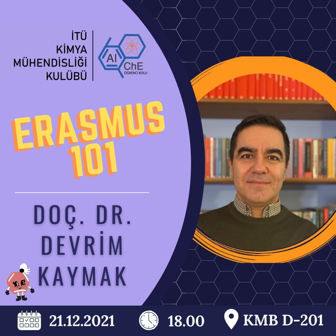📌 21 Aralık 18.00
📌 KMB D201

👉🏻Bölümümüz Erasmus Koordinatörü Doç. Dr. Devrim Kaymak ile gerçekleştireceğimiz Erasmus 101 etkinliğimize hepiniz davetlisiniz!