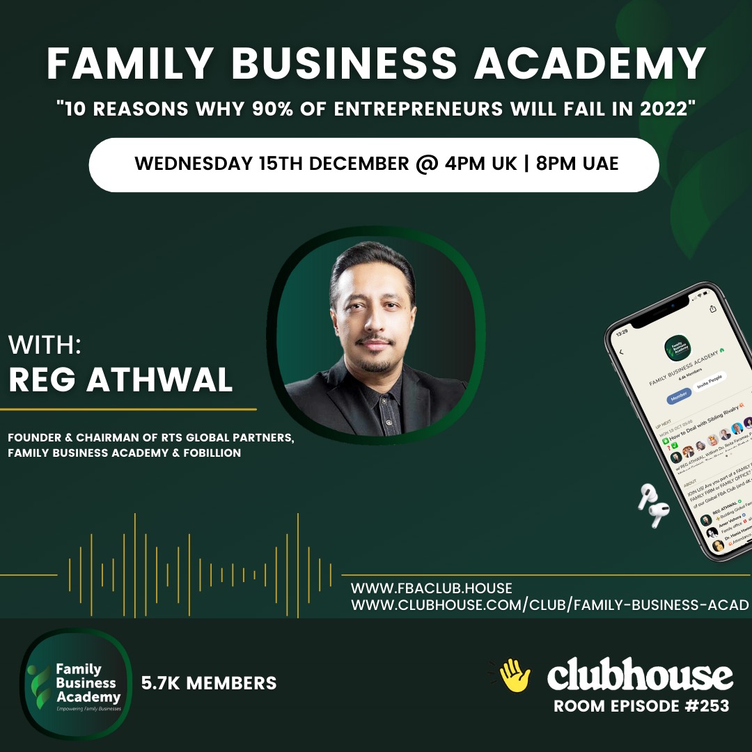 RegAthwal's tweet photo. There are many reasons why so many start-ups fail in their first 3 years. We will explore the Top 10 Reasons that Entrepreneurs, Next-Gen Members and SME Owners fail and how to overcome these challenges, obstacles and gaps.

https://t.co/Ov3nRvreXk

#familybusiness #familylegacy https://t.co/1Xzj8iZk08
