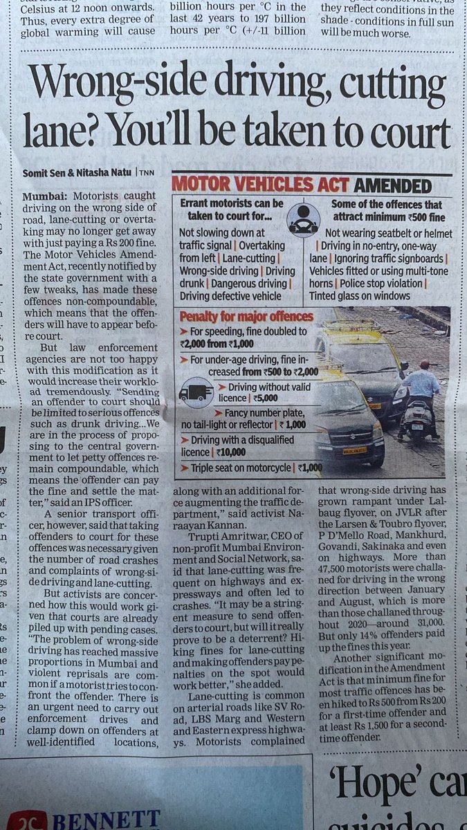 bitsfrmvips's tweet photo. Somewhere someone is listening &amp; some impact !!! 

Felt a bit good seeing this news today 😊👍🏻 

I’ll keep fighting against #WrongSideDriving 

@SirishChandran @RoadsOfMumbai @sidpatankar @JDEV1187 @Arunkodoth @Avrg_Geek @nvnth_vijayan @surajkod @MumbaiPolice @mumbaitraffic https://t.co/ky0xGZi2vM