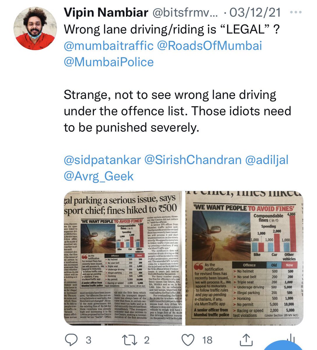 bitsfrmvips's tweet photo. Somewhere someone is listening &amp; some impact !!! 

Felt a bit good seeing this news today 😊👍🏻 

I’ll keep fighting against #WrongSideDriving 

@SirishChandran @RoadsOfMumbai @sidpatankar @JDEV1187 @Arunkodoth @Avrg_Geek @nvnth_vijayan @surajkod @MumbaiPolice @mumbaitraffic https://t.co/ky0xGZi2vM