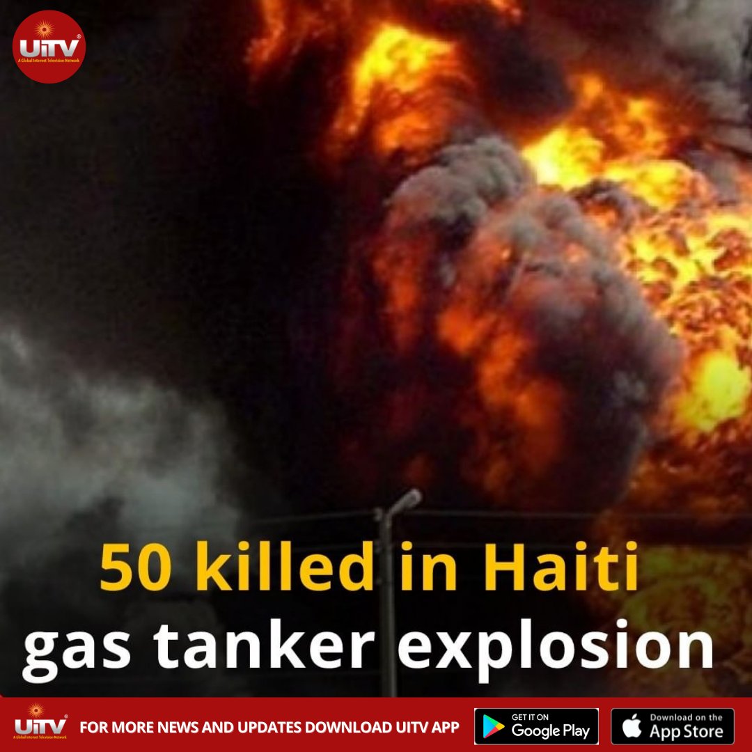 UiTV_Connect's tweet photo. At least 50 people burnt alive when a gas tanker exploded in the Haitian city of Cap-Haitien on Tuesday morning, according to a local official
#Haiti #GasTankerExplosion #GasolineTruck #WorldNews #GasTanker #Trendnews https://t.co/vBR2tvun0v
