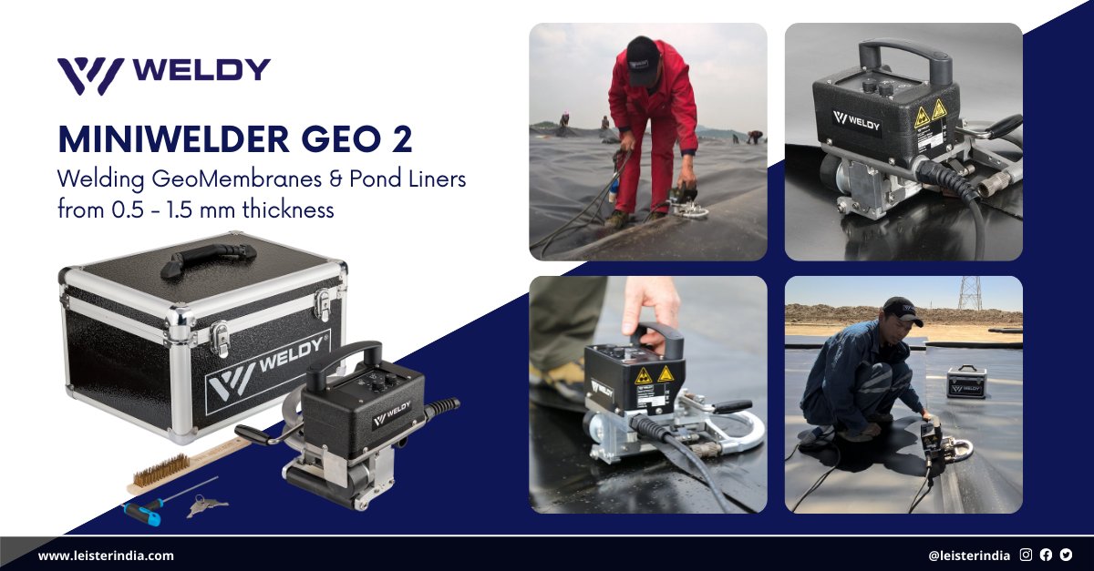 LeisterIndia's tweet photo. The lightweight and quick Miniwelder Geo2 from Weldy is suitable to weld geomembranes from 0.5 - 1.5 mm thickness for fish farm tanks, water tanks and other industrial areas.
Know More - https://t.co/zlfopq7uUy
#Weldy #WeldyIndia #TarpaulinWelding #Pondliner #HDPE #Geomembrane https://t.co/0wEBqoc0qo