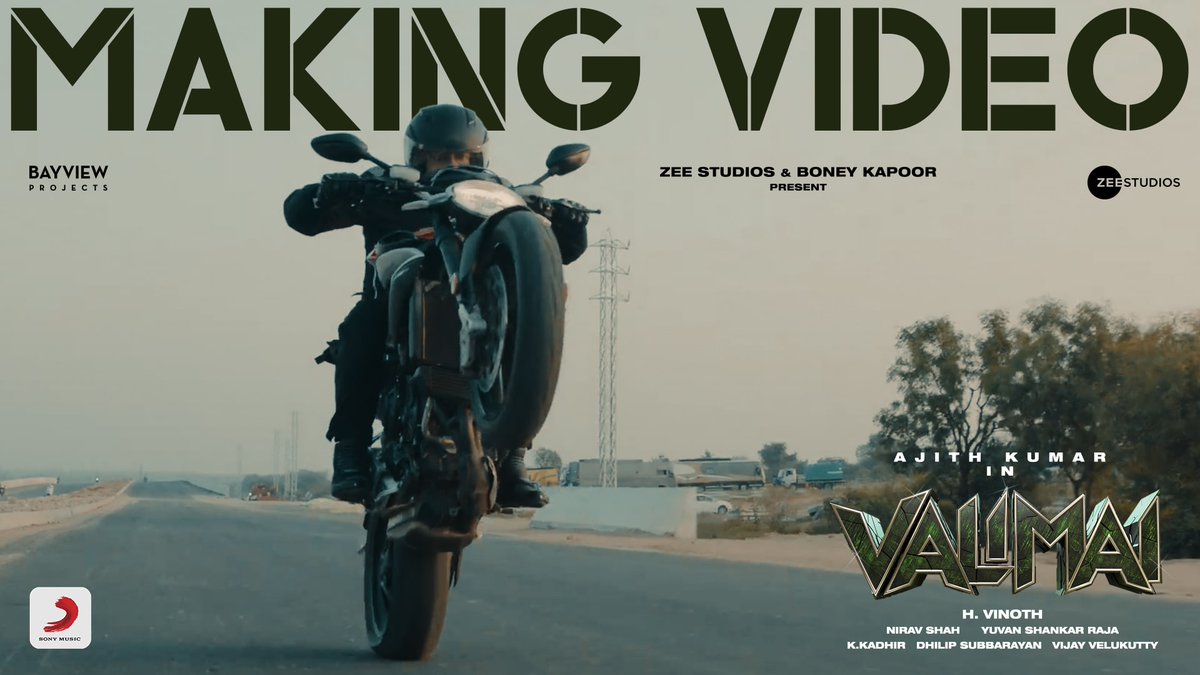 SonyMusicSouth's tweet photo. Rocking at 4⃣ MILLION views! 🔥💥

 The action-packed #ValimaiMakingVideo right here ➡️  https://t.co/CpRRpX6cpx

#AjithKumar #HVinoth @BoneyKapoor @BayViewProjOffl @thisisysr @ZeeStudios_ @SureshChandraa 

#ValimaiPongal #Valimai https://t.co/qqDdbobUmT