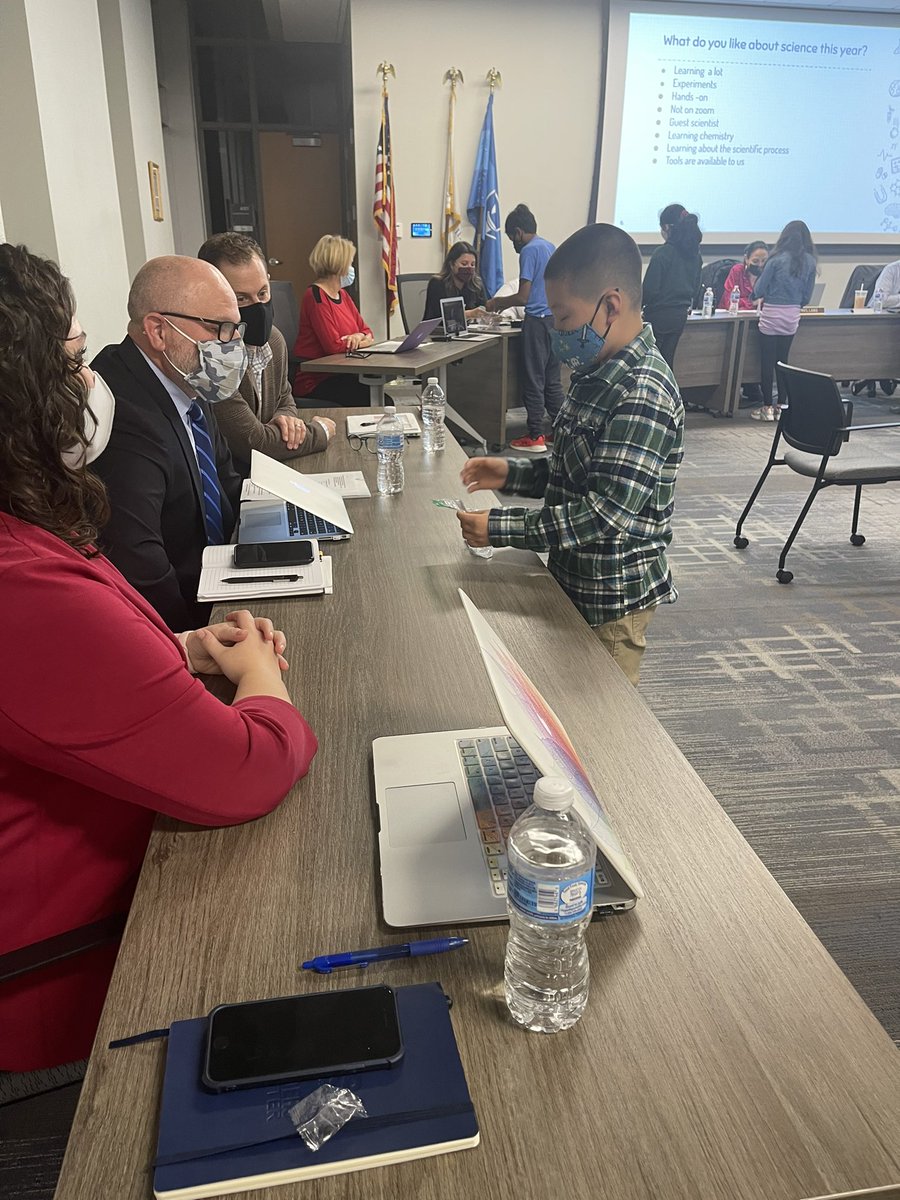 MrsSorengsClass's tweet photo. So proud of the 5th graders this week. They did an awesome job presenting to the school board. Not only did they share all about Stemscopes, they also completed an experiment. @D59Ridge @TerriBresnahan #togetherwecan #D59learns https://t.co/kVPjgvqrt5