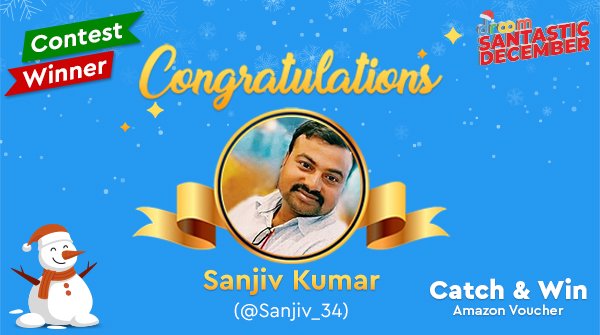 letsdroom's tweet photo. Here we have the WINNER for #CatchAndWin contest! Thank you everyone who participated and made it more fun.
We would request @Sanjiv_34 to kindly DM us with email & address details ASAP, so that we can send the Amazon Voucher.
#Contest #Contestwinner #Twittercontest https://t.co/xIURebpGxa