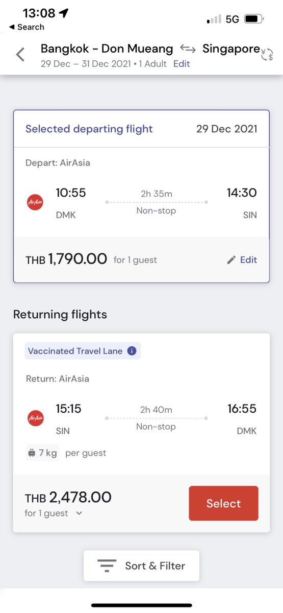 Thai AirAsia กลับมาเปิดเส้นทาง ดอนเมือง-สิงคโปร์อีกครั้งแล้ว โดยเปิดเป็นเที่ยวบิน VTL (Vaccinated Travel Lane) ตามระเบียบของรัฐบาลสิงคโปร์

เริ่มบิน 29 ธ.ค. นี้ ราคาดีอยู่นะ