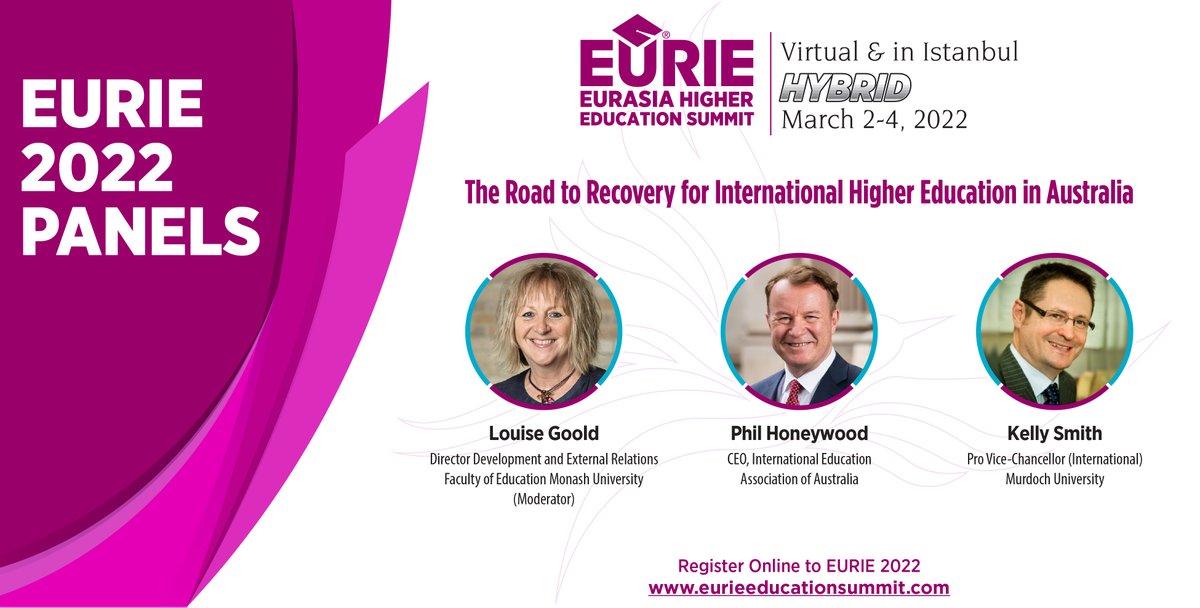 EURIESUMMIT's tweet photo. Register now to #EURIE2022 to access 40+ online sessions on current issues in #internationalization.The distinguished panel of leaders from International Education Association of Australia (IEAA), Monash University and Murdoch University will share how Australia’s HE sector rose+ https://t.co/gLmi7nmYKe