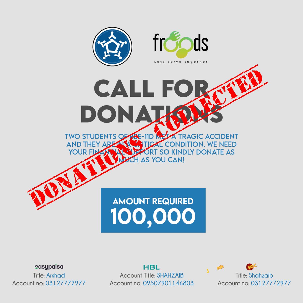 froodsorg's tweet photo. Thanks to your swift support, we were able to reach the donation target within 24 hours! Froods thanks you for aiding this gracious cause, and prays for the quick recovery of our fellow students  In sha Allah! https://t.co/zvbPQedGuf