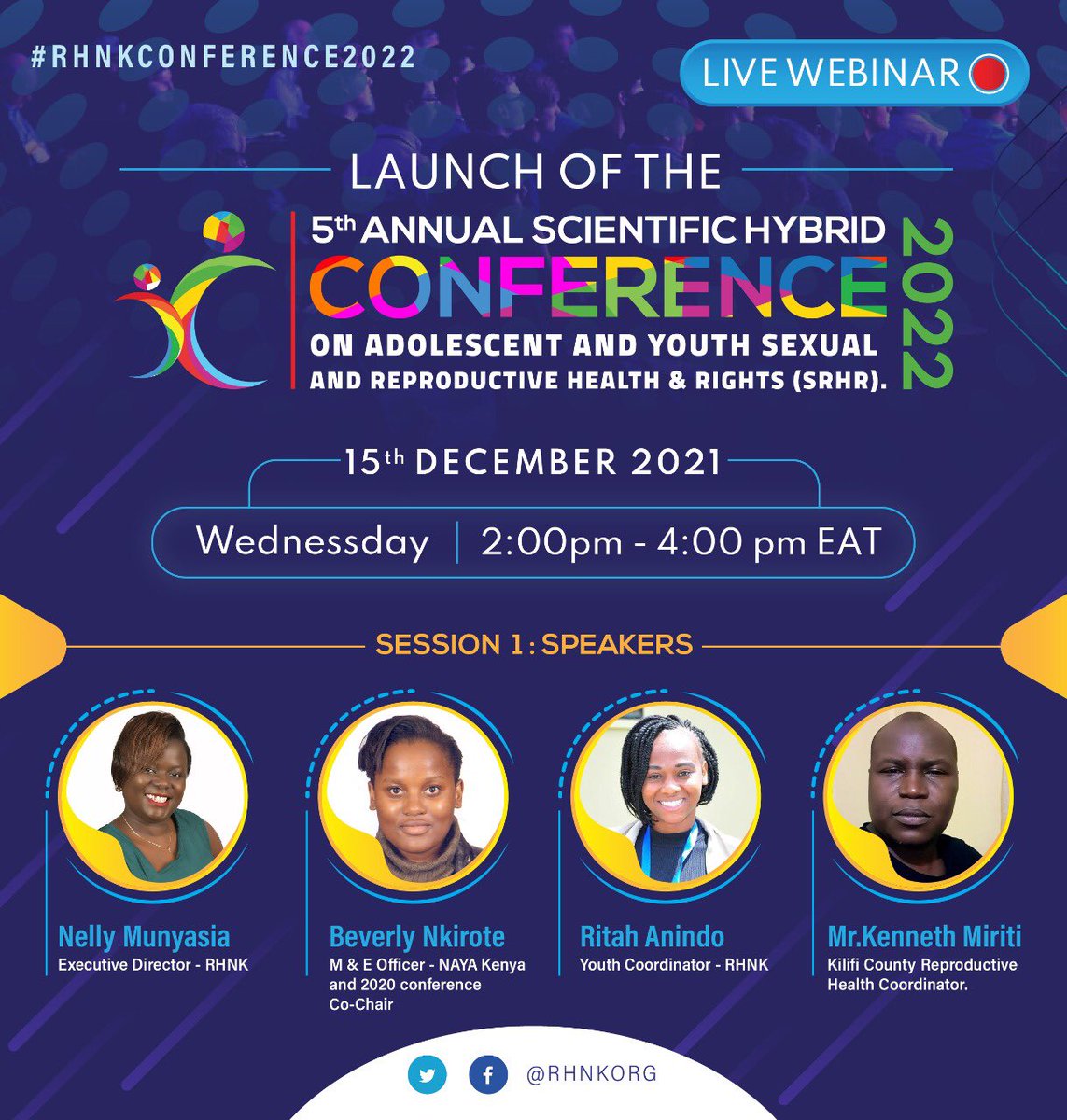 Beverly Nkirote (@beverly_nkirote) on Twitter photo Excited to be joining <a href="/rhnkorg/">Reproductive Health Network Kenya</a> to virtually launch The 5th Annual Scientific #RHNKCONFERENCE2022 .
Reflecting on the 2020 conference to inform planning of The 2022 hybrid conference . Join us from 2:00-4:00pm <a href="/NAYAKenya/">NAYA Kenya</a> <a href="/YourAuntyJane/">Aunty Jane Hotline</a> <a href="/GEM_Africa/">GEM</a> <a href="/ReproRights/">Center for Reproductive Rights</a> <a href="/Jhpiego/">Jhpiego</a> Excited to be joining <a href="/rhnkorg/">Reproductive Health Network Kenya</a> to virtually launch The 5th Annual Scientific #RHNKCONFERENCE2022 .
Reflecting on the 2020 conference to inform planning of The 2022 hybrid conference . Join us from 2:00-4:00pm <a href="/NAYAKenya/">NAYA Kenya</a> <a href="/YourAuntyJane/">Aunty Jane Hotline</a> <a href="/GEM_Africa/">GEM</a> <a href="/ReproRights/">Center for Reproductive Rights</a> <a href="/Jhpiego/">Jhpiego</a>