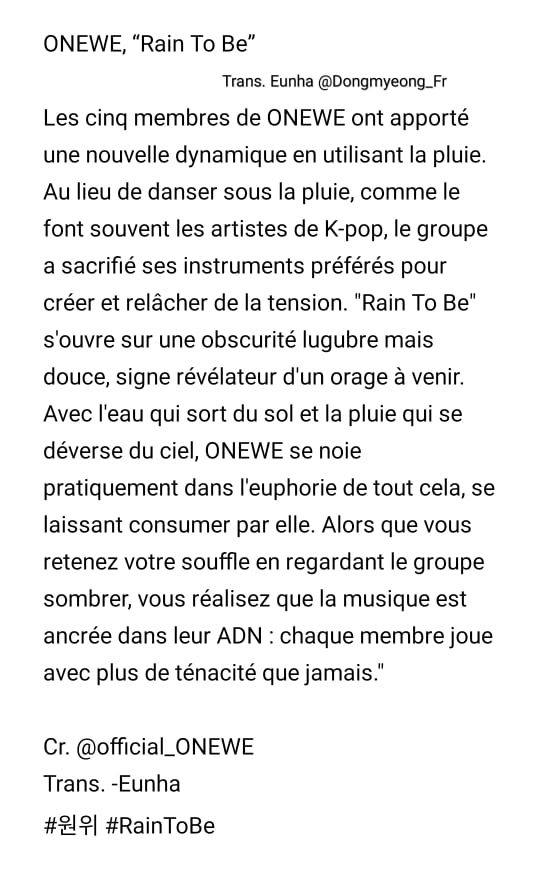 FanDongmyeongFr's tweet photo. [ARTICLE] 151221 | #ONEWE sont mentionnés dans l'article "Les 21 meilleurs clips vidéos de musique K-Pop de 2021" de Teen Vogue !

Traduction ⤵️

Cr. @official_ONEWE
Trans. -Eunha
#원위 #RainToBe https://t.co/Sh7fQbhJ9p