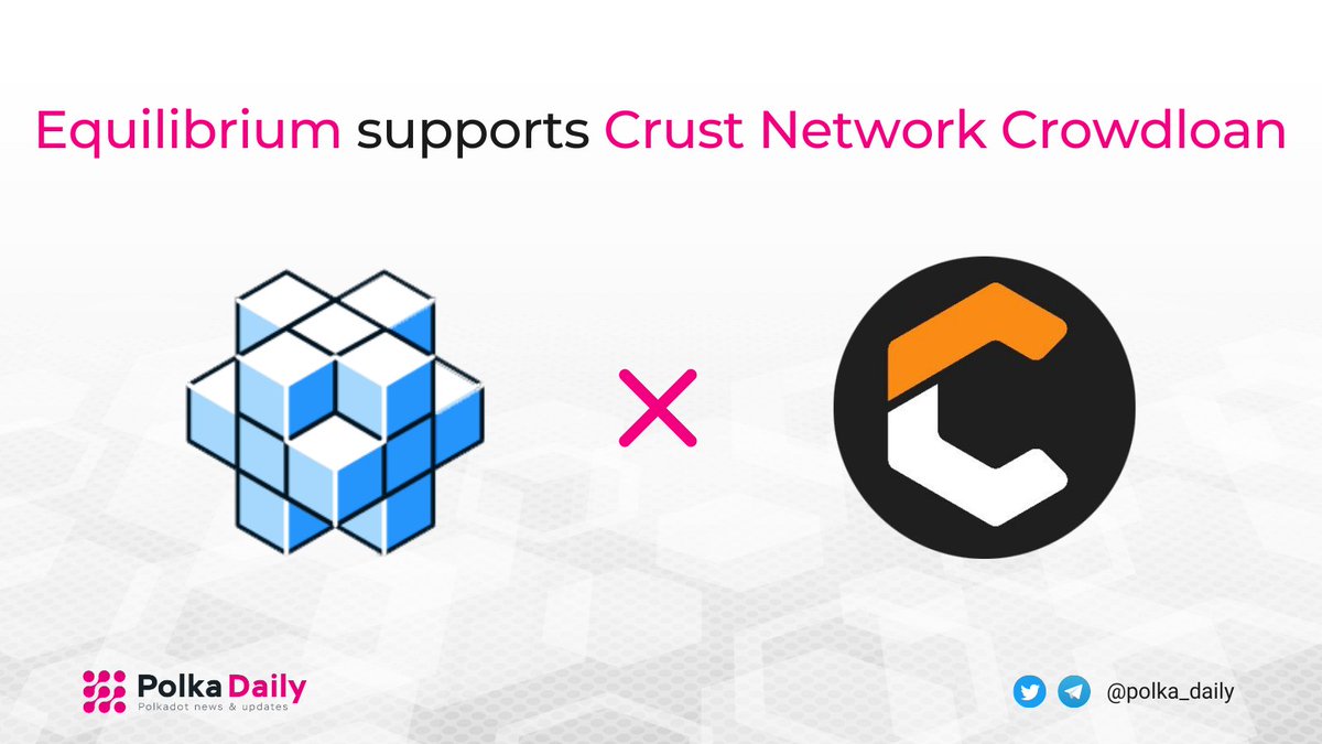 WorldDailyTK's tweet photo. ๐ซ @EquilibriumDeFi supports @CrustNetwork Crowdloan.
10 $EQ extra bonus for each $DOT when contribute via #Equilibrium ๐ https://t.co/NCTib8FqQT
Other ways:
๐ Via #Polkadot: https://t.co/SLpEN0FeAI
๐ Via #Parallel_Finance: https://t.co/vzIp0k0VM7
#Crust_network $PARA https://t.co/bnzh8xpA4P