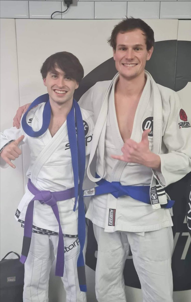 Slightly belated shout out. Massive congrats to <a href="/JamesParkinSci/">James Parkin</a> on receiving his purple and Big Matt on his blue.

Both crazy slick on the mat and a well deserved promotion.

Where ever you roll team mates for life.

#BJJ #JiuJitsu #ONEJiuJitsu