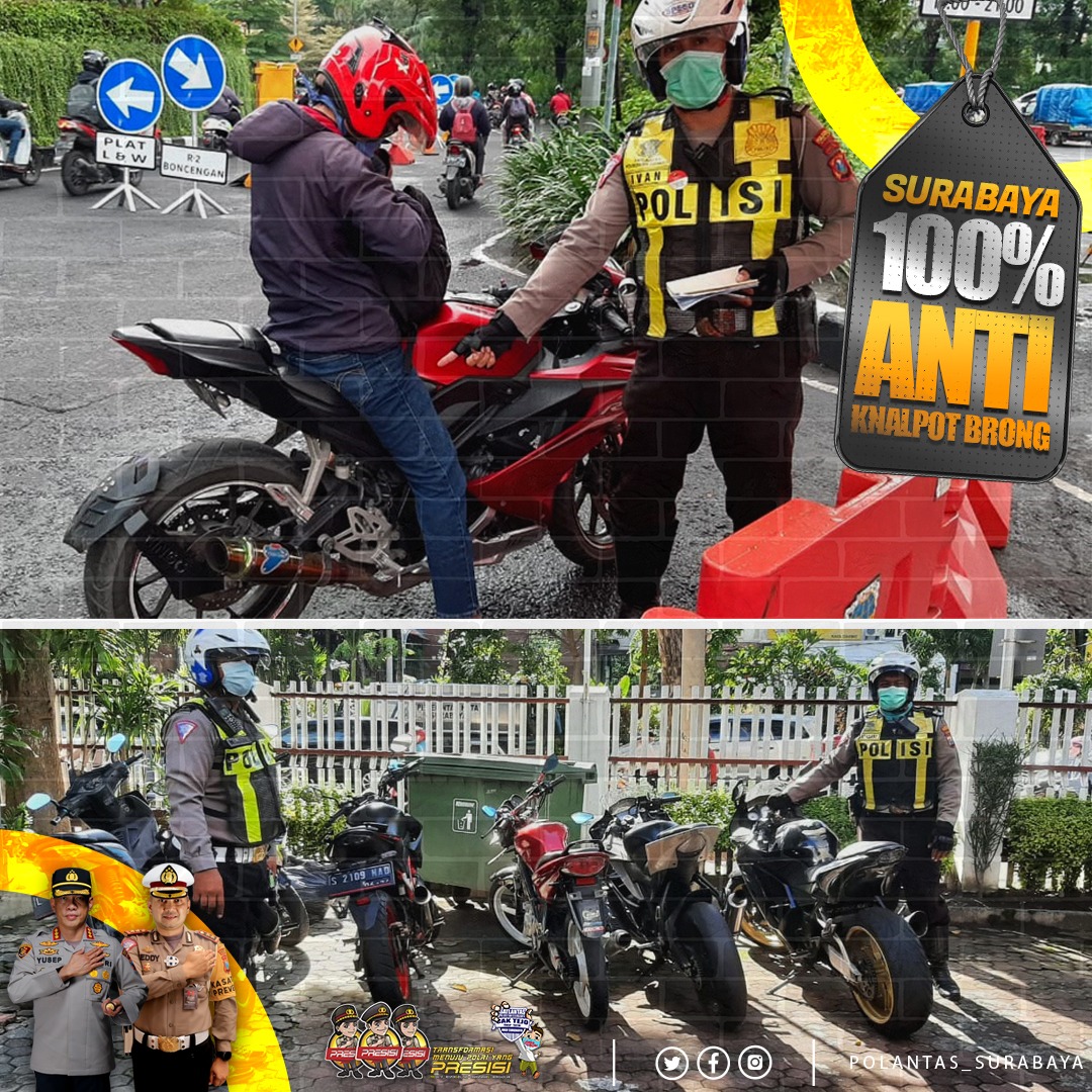 polantassby's tweet photo. Satlantas Polrestabes Surabaya Serius Menyikapi Kendaraan Roda Dua  yang Mengunakan Knalpot Brong yang Melintas di Kota Surabaya dan Akan Terus Melaksanakan Penindakan dengan Tilang. https://t.co/PX6W8eBR7d