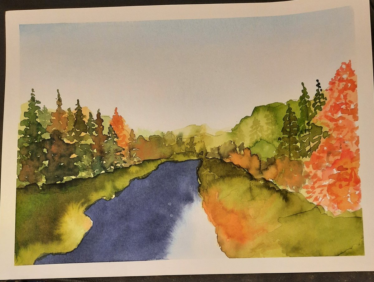 This is a #letsmakeart tutorial. Right up my alley. I love a vibrant landscape. #watercolor #landscape #letsgomakeart