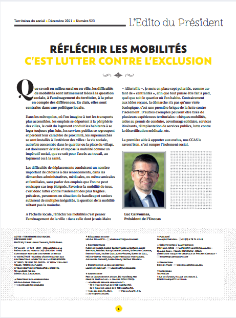 FrancoisPardoen's tweet photo. "Réfléchir les mobilités, c'est lutter contre l'exclusion" souligne @luccarvounas , président national @unccas  et maire d' @Alfortville_94 dans l'édito du magazine #territoiresdusocial  consacré en décembre au thème de la #mobilité dans les #territoires... https://t.co/qDOfrg3VoZ
