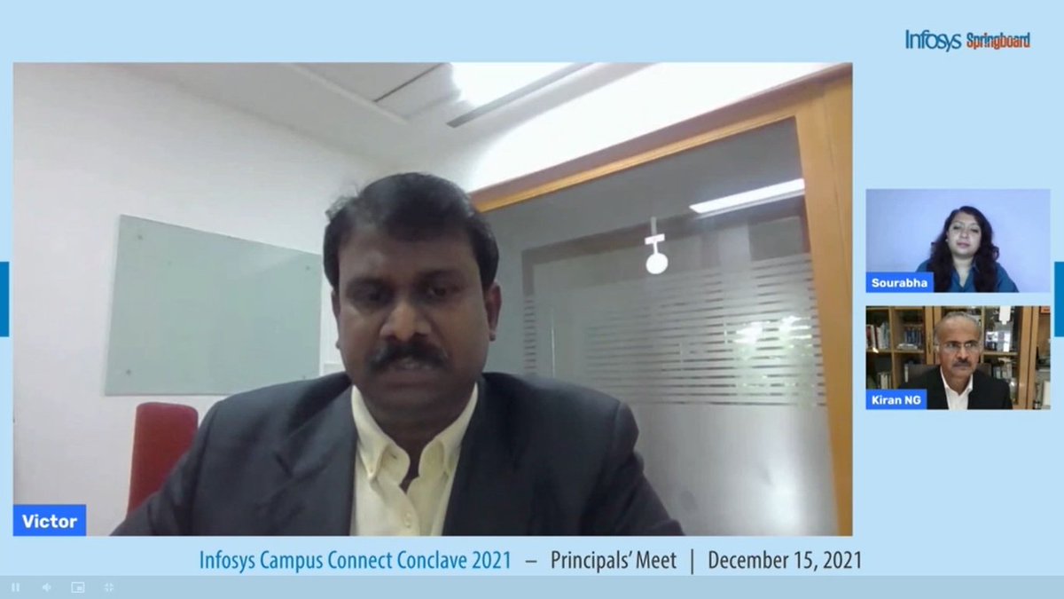 adin_tyson's tweet photo. Thanks @ShrikantNF, @VictorSundar and #KiranNG for your views. Its a pleasure having you all enlighten on how #TalentReadyIndia, Industry Goverment Engagement is being driven and transformed by @infosys #Springboard. @t_aarohi @padma8376
#InfosysSpringboard #InfosysCCConclave https://t.co/spXP1SagRR