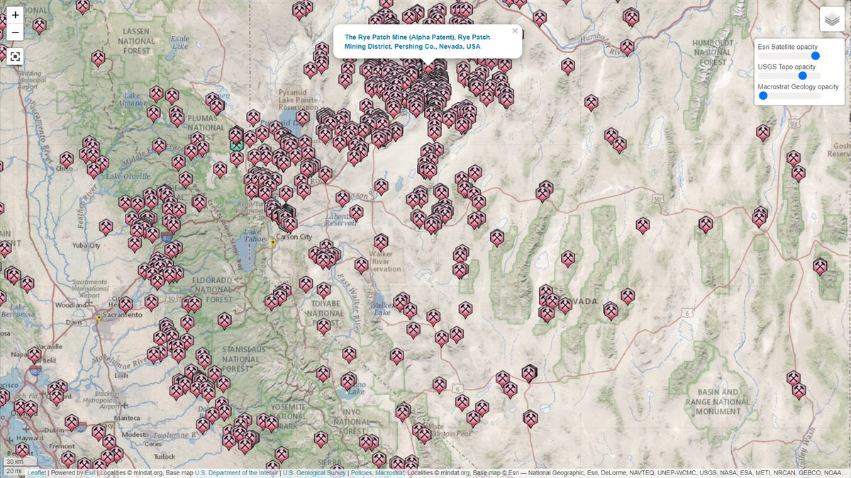 PeterNBell's tweet photo. Did you know...

@HistoryNevada 

I had no idea this area north of Reno had so many more MINDAT LOCALITIES than the rest of the state. Each of those "localities" is a mining point of interest.  

https://t.co/duwv4RHjnr https://t.co/HPAAOEzzUD