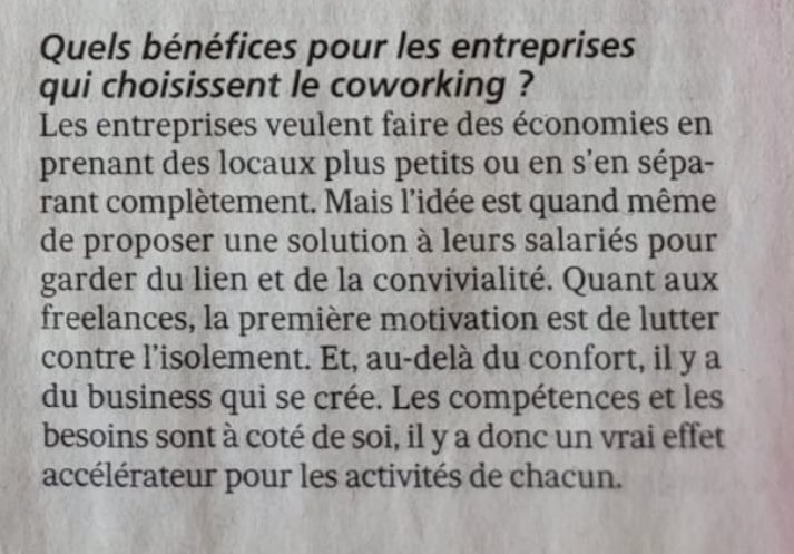 Pour les télétravailleurs, le coworking permet de garder du lien, en toute sécurité …
Pour les freelances le coworking est un accélérateur d’activité …

Alors en 2022, opterez-vous pour du #coworking ? 

#coworking #teletravail #freelancevendee #entreprisevendee #freelance
