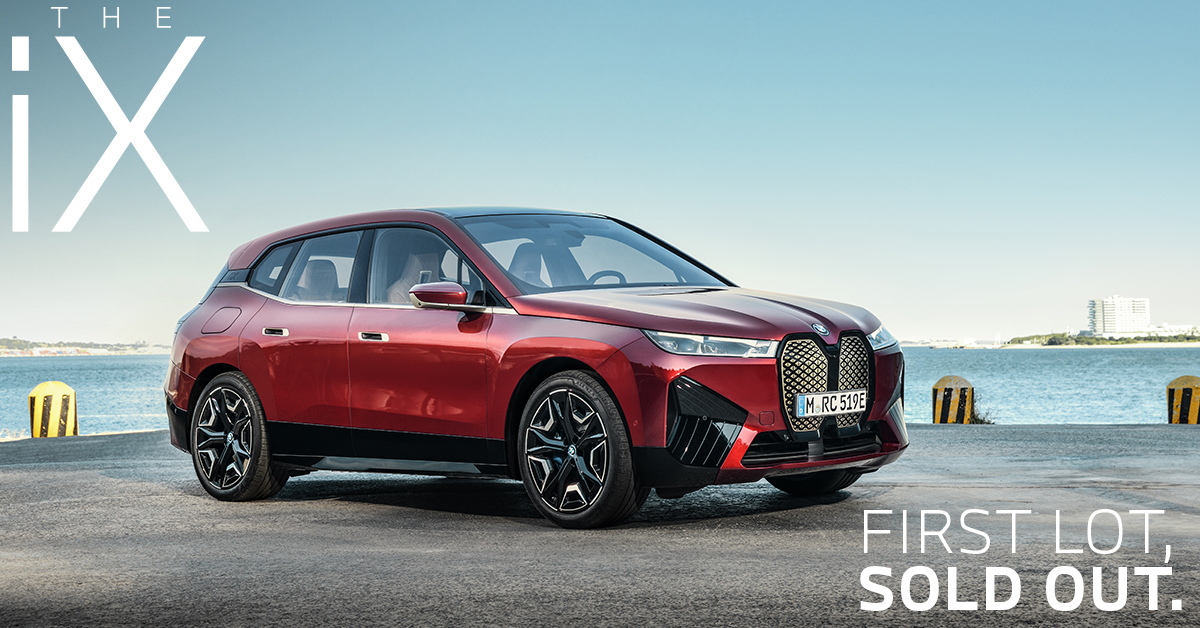 BMWKrishnaAuto's tweet photo. The first lot of BMW iX is now all sold out but the future of electric mobility is here to stay. To join the waitlist, visit https://t.co/UnZfRDifp3  

#JoyBornAgain #BMWiX #JoyElectrified https://t.co/Vnw5i2NQXM
