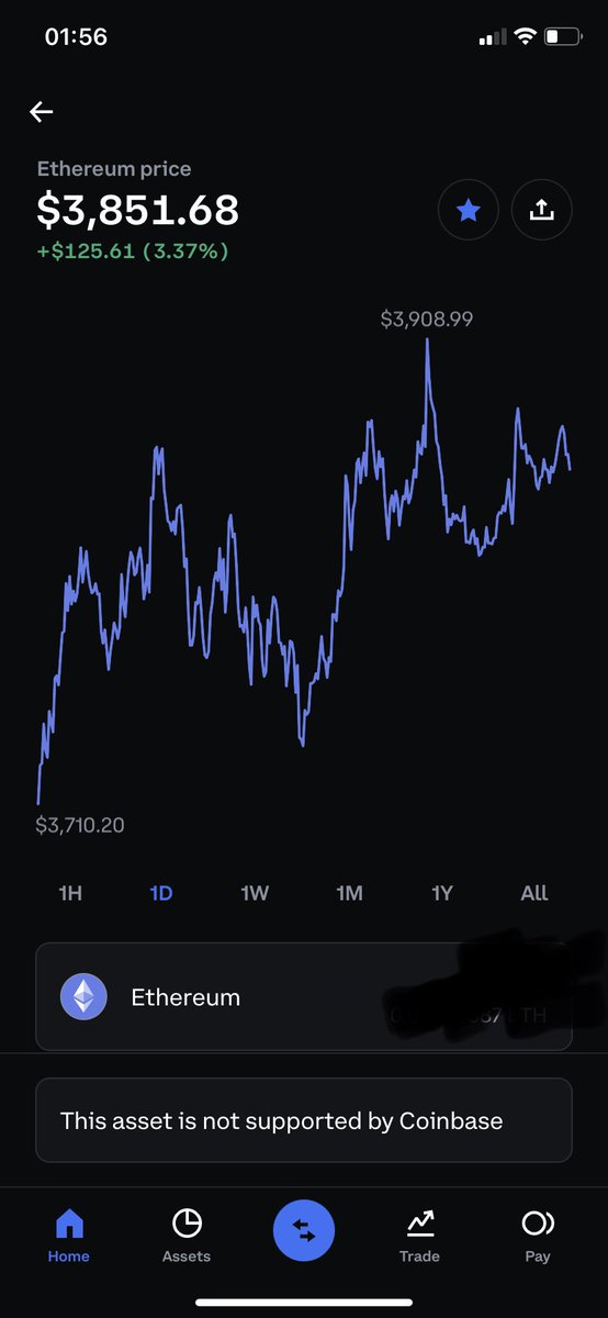 TWechter's tweet photo. Ummm since when???  #Coinbase #Ethereum #notsupported https://t.co/p6OG2vq6YZ