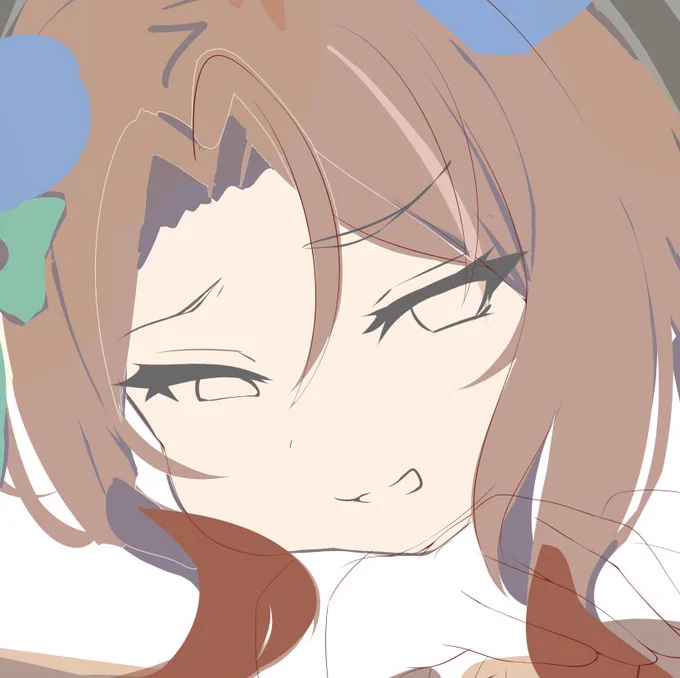 朝のラフなんだけど、こういうほっぺぷにってなってる描き方だと(顔の横がシュッとしてない影響で)ロリっぽくなるんよね。
セイちゃんでも同じ現象おきててて、顔の横幅問題だから髪の毛で小顔にするぐらい?マックイーンや甘雨ちゃんぐらいのときのバランス毎回出せたらいいんだけど。(早口 