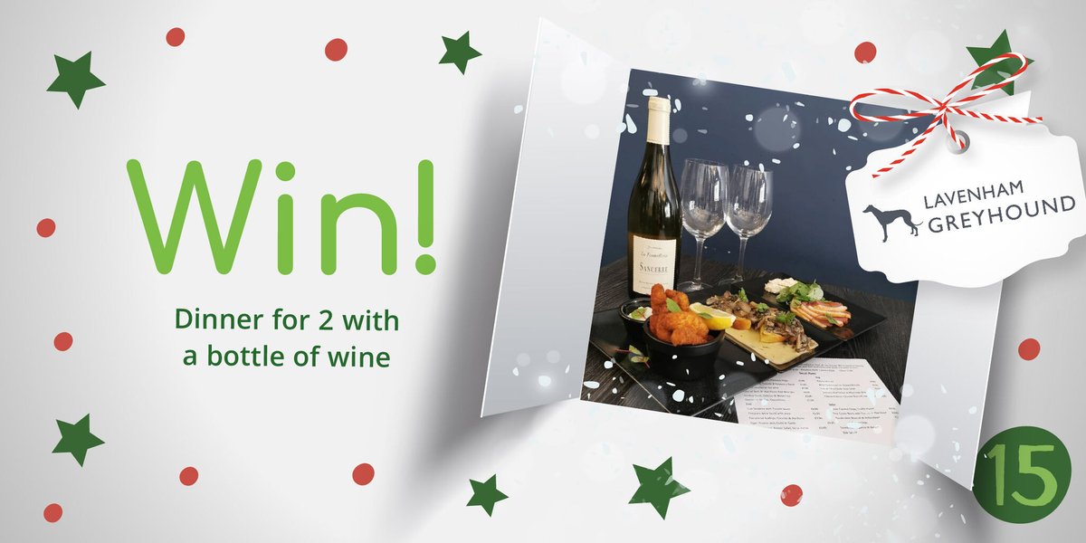 Day 15 of our Christmas Advent Giveaway has arrived!
𝗪𝗜𝗡 Dinner for 2 with a bottle of wine at The Lavenham Greyhound

To enter:
🎄 Follow Us
🎄 Retweet this Tweet
🎄 Visit bit.ly/TTTXmasDay15 for 3 more ways to enter!

#TTTAdvent #DecemberWish #Competition