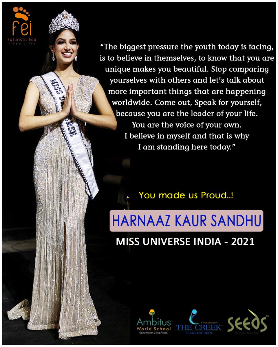 AmbitusHyd's tweet photo. Schools #FuturisticEduInitiativesSchools  believe in having harmony with nature, changing to a better future &amp; going Green and bringing in ecological balance .. We are truly overjoyed &amp; proud to know India's Pride #HarnaazKaurSandhu shares the same thoughts &amp; ideas. https://t.co/s2k8tnu38u