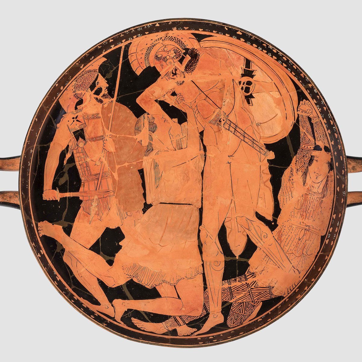 Salamis 480 – Penthesilea-Schale 
Griechische Vasenmaler verarbeiten historische Ereignisse wie die #Perserkriege über #Mythenbilder. Hier: #Achill tötet die Amazone #Penthesilea und verliebt sich in die wehrlose Kämpferin. #Amazonen wurden damals gerne mit Persern assoziiert.