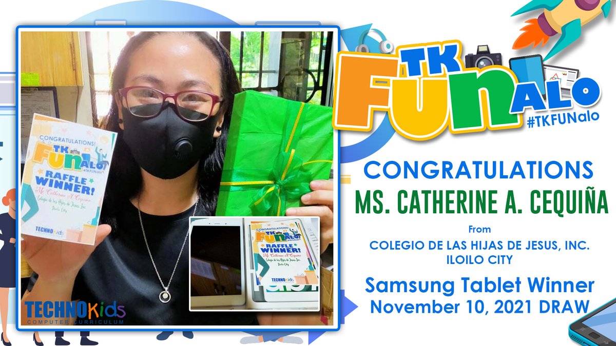 TechnokidsPh's tweet photo. We want to thank everyone who joined us in our recent #TKFUNalo event held last November 9 to 12 in partnership with the CEAP Congress 2021. 
We hope you all had a great time!
Sharing with you the happiness of our lucky winners who won our prizes.
Congratulations! See you again! https://t.co/Ziu5bRWXCX