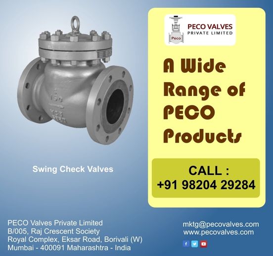 PecoValvesPvtLt's tweet image. Our Motto - Your Satisfaction 
A Wide Range of PECO Products, we have come a long way to become the leader in manufacturing wide range of valves for applications in Butterfly Valves, Swing check valves,Wafer check valves. Visit: pecovalves.com
#Swingcheckvalves #valves