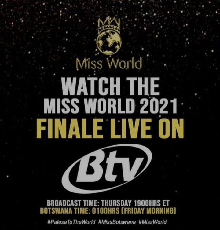 hennymaps's tweet photo. All the best to @officialmissbw Ms. Palesa Molefe at the @MissWorldLtd finale. Watch it LIVE on BTV 👇 #RepBW🇧🇼 https://t.co/0l09FxfGE8