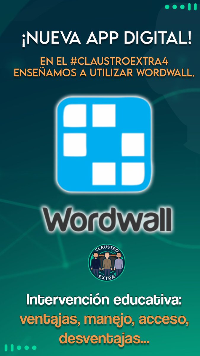 ClaustroExtra's tweet photo. [#ClaustroExtra4] ¡Ojo a lo que va a pasar mañana en el #ClaustroExtra4! 👀

◾️ Después de desarrollar @canva y @LearningAppsorg, ¡nuestros compis se lanzan a @getwordwall!

◾️ En DIRECTO, van a mostrar cómo crear actividades digitales y van a analizar su manejo en el aula. 👏🏼 https://t.co/3sO0TFC18J