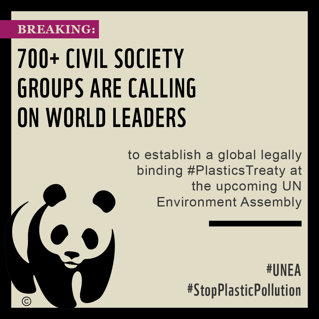WWFINDIA's tweet photo. We’re in a #Plastic crisis!
We’re joining 700+ civil society groups in asking world leaders at the UN Environment Assembly to step up and establish a global legally binding #PlasticsTreaty.

Sign the petition to save our oceans:
https://t.co/PMp0CFMqYt
#UNEA #StopPlasticPollution https://t.co/XQDA1y5cKF