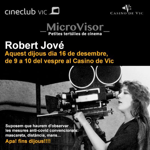 cineclubvic's tweet photo. Dijous, un nou #Microvisor 
Tertúlia cinematogràfica a càrrec de Robert Jové
A les 21h al @casino_vic, amb entrada gratuïta https://t.co/hEtFDh8zor