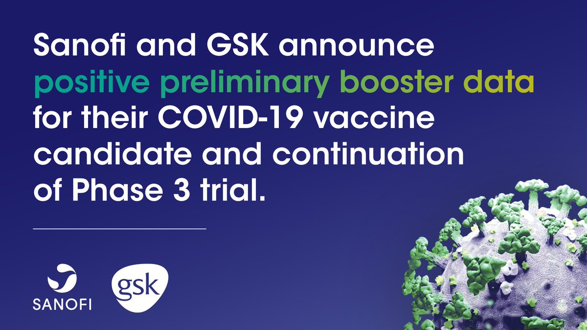 sanofi's tweet photo. With @GSK we’re announcing that the #booster study of our #COVID19 vaccine candidate demonstrates strong immune responses regardless of the primary vaccine received, with a good safety and tolerability profile. 

Read more:  https://t.co/yKMxT8jtNq https://t.co/vFJUNMqmgc